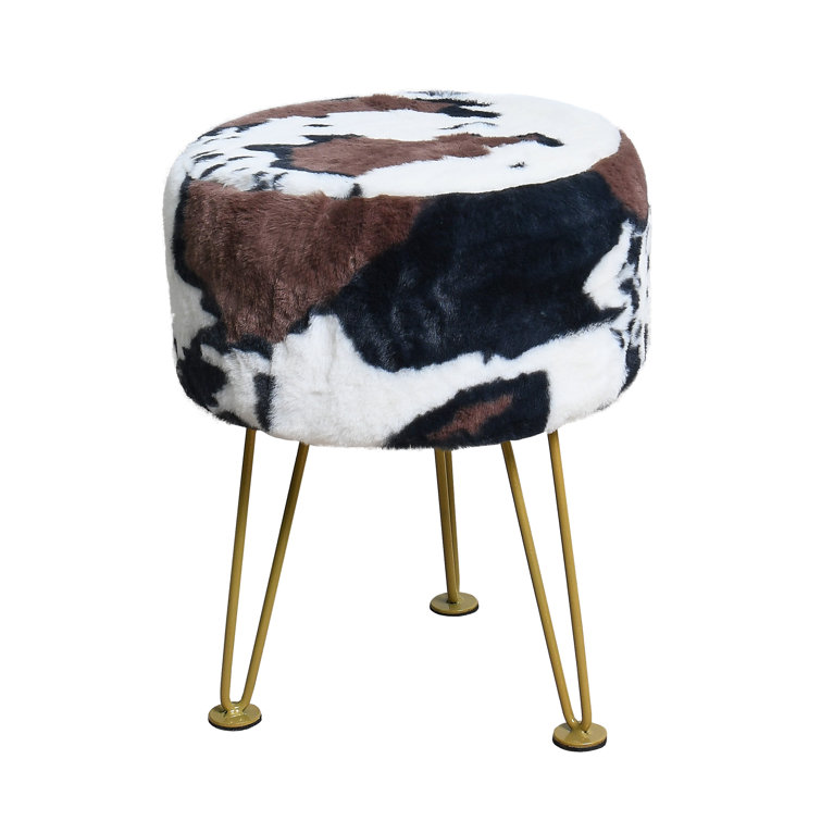 Mercer41 Animal Print Round Footstool With Gold Leg Wayfair Canada